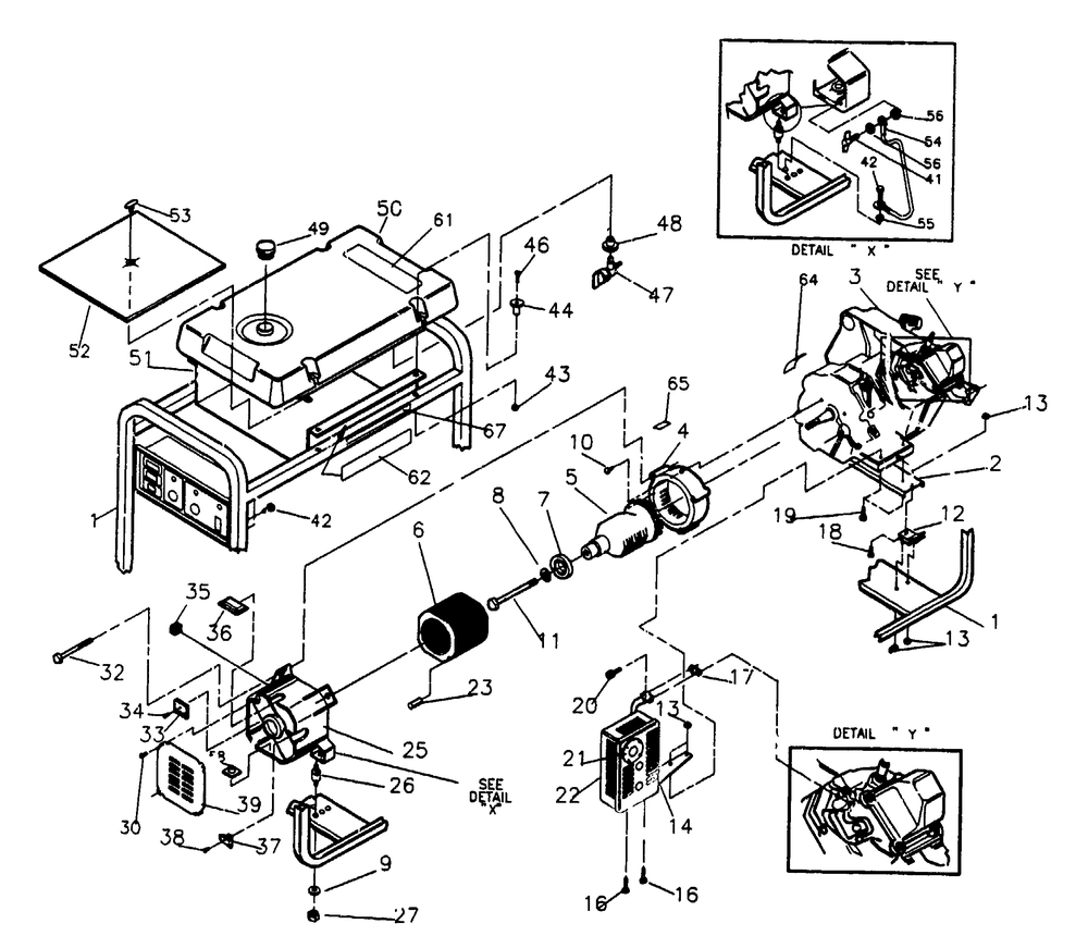 Generator Diagram and Parts List for 9802-0-MC  Briggs and Stratton Generator